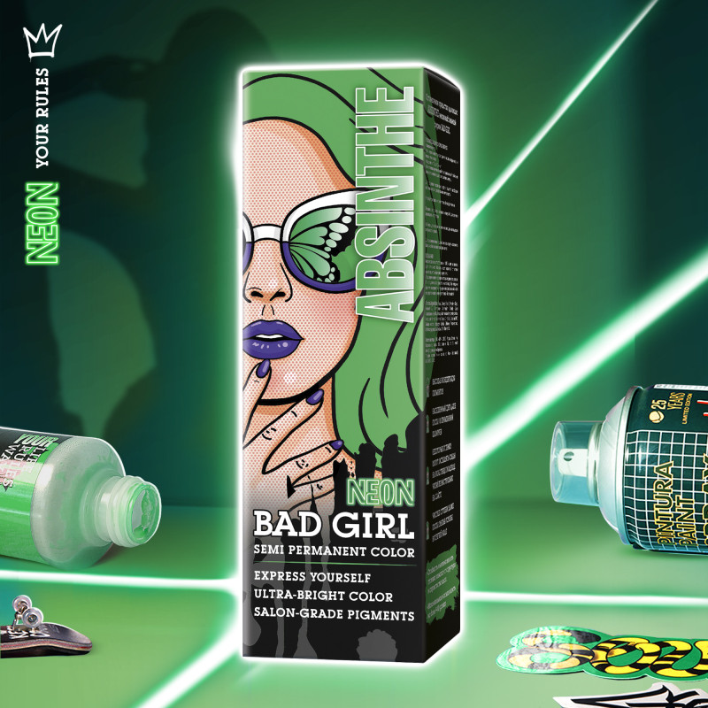 Краска для волос Bad Girl Absinthe неоновый зелёный, 150мл — фото 3