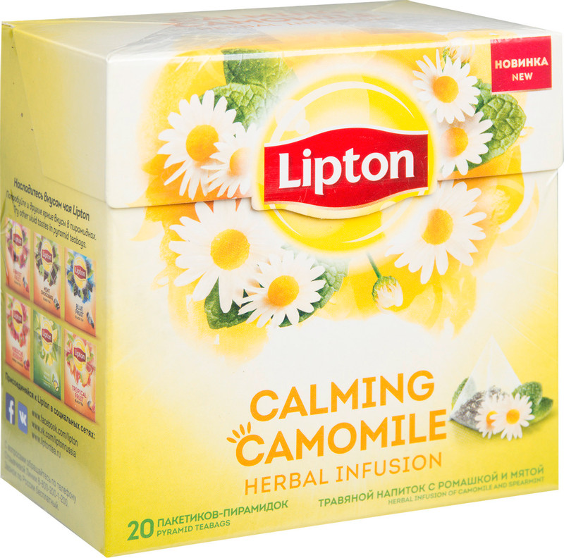 Чай Lipton Calming Camomile травяной с ромашкой и мятой в пирамидках, 20х0.7г — фото 6