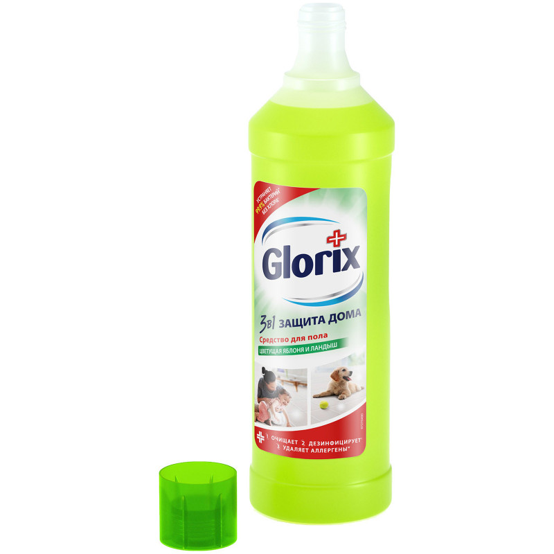 Средство Glorix Цветущая яблоня и ландыш 3в1 для мытья полов, 1л — фото 2