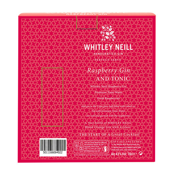 Джин Whitley Neill со вкусом малины 43% в подарочной упаковке, 700мл + бокал — фото 1