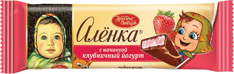 Шоколад Красный Октябрь Алёнка с начинкой клубничный йогурт молочный, 45г — фото 1
