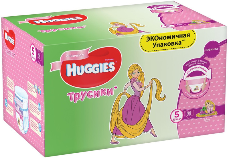 Трусики-подгузники Huggies для девочек р.5 13-17кг, 96шт — фото 1