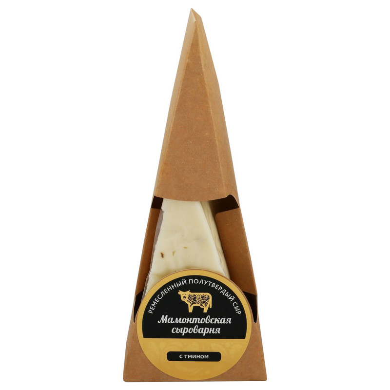 Сыр полутвёрдый Мамонтовская Сыроварня выдержанный из коровьего молока с тмином 45%, 150г