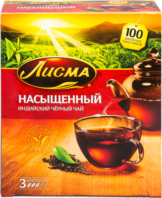 Чай Лисма Насыщенный чёрный в пакетиках, 100х1.8г — фото 3