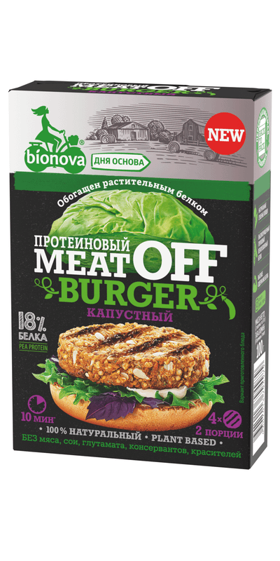 Смесь сухая Bionova MeatOff бургер для приготовления овощных протеиновых бургеров с капустой, 100г