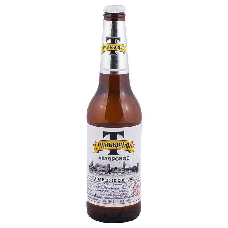 Пиво Тинькофф Баварское 5,2%, 500мл