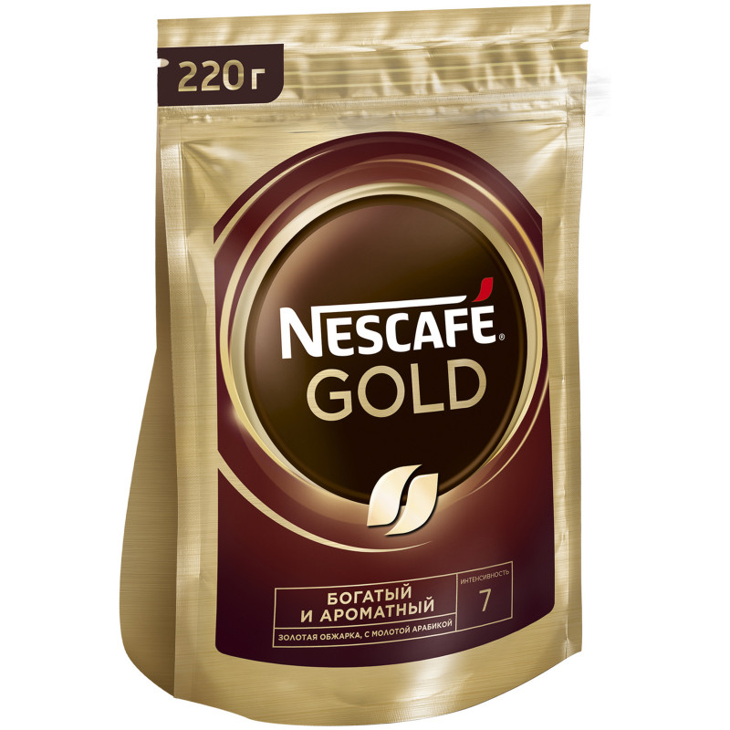 Кофе Nescafé Gold натуральный растворимый с добавлением молотого, 220г — фото 2