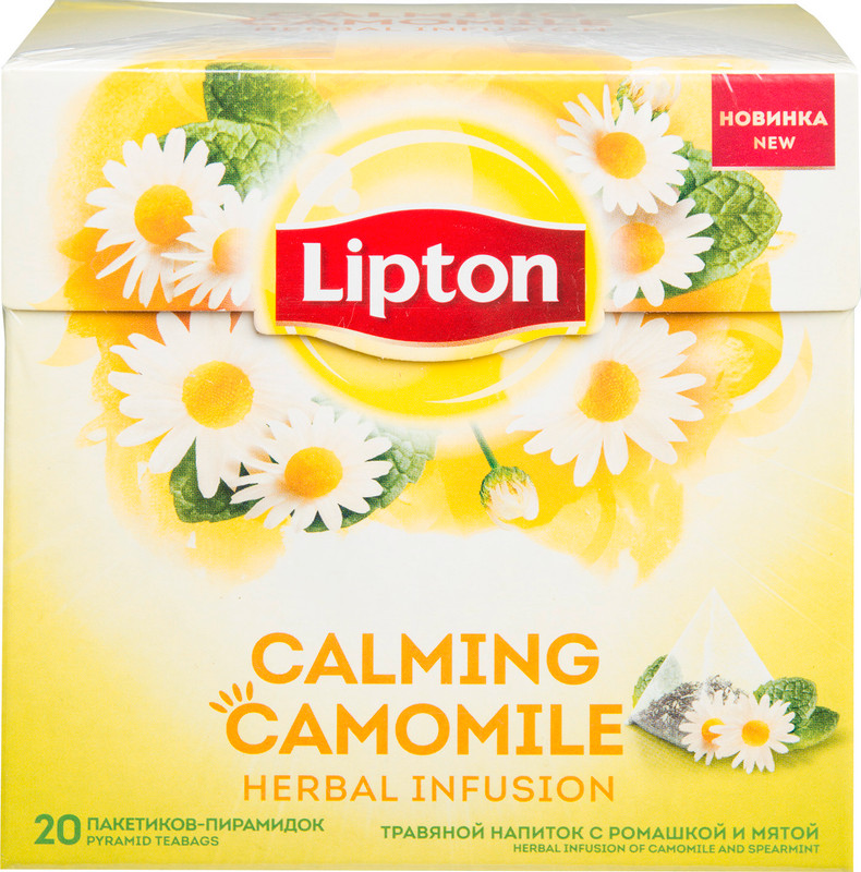 Чай Lipton Calming Camomile травяной с ромашкой и мятой в пирамидках, 20х0.7г — фото 1
