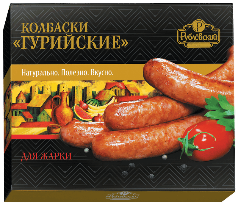 Колбаски полукопчёные Рублёвский Гурийские для жарки категория В, 350г