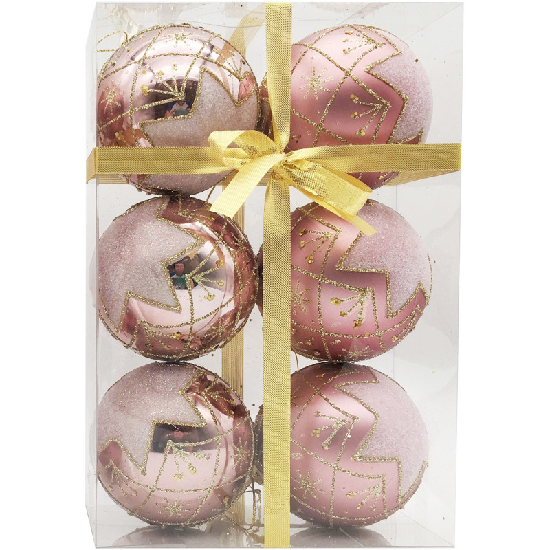 Набор шаров ёлочных розовые HV7006-0919A5005 HV7006-1307A5005, 6шт — фото 3