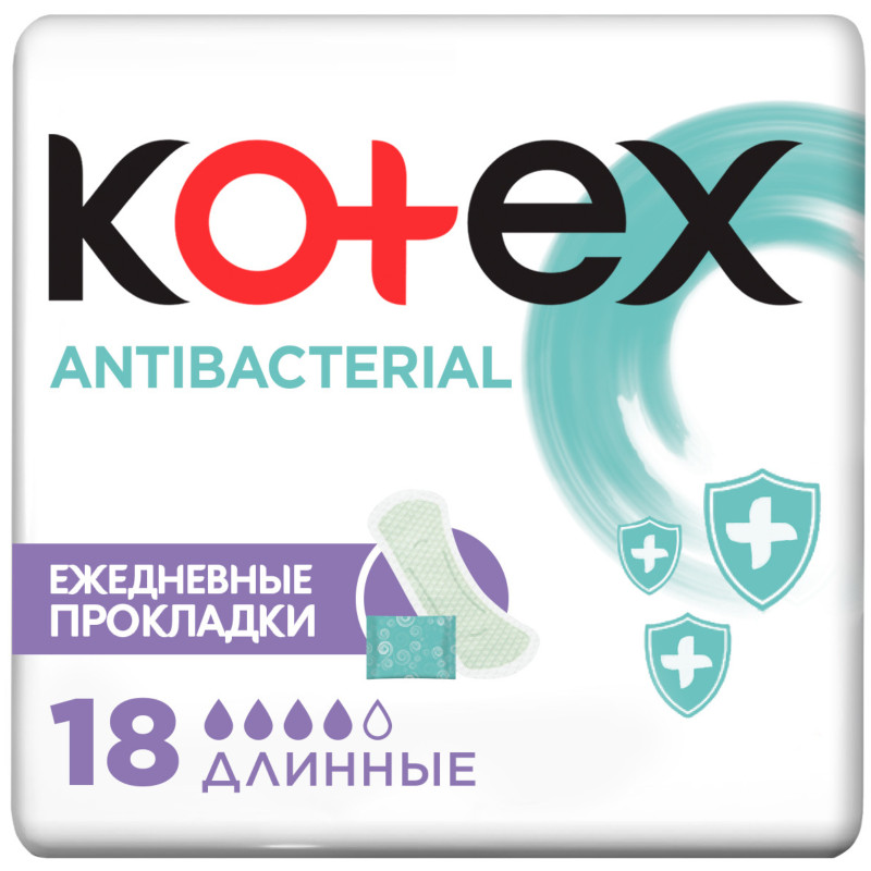 Прокладки Kotex Antibacterial женские длинные, 18шт