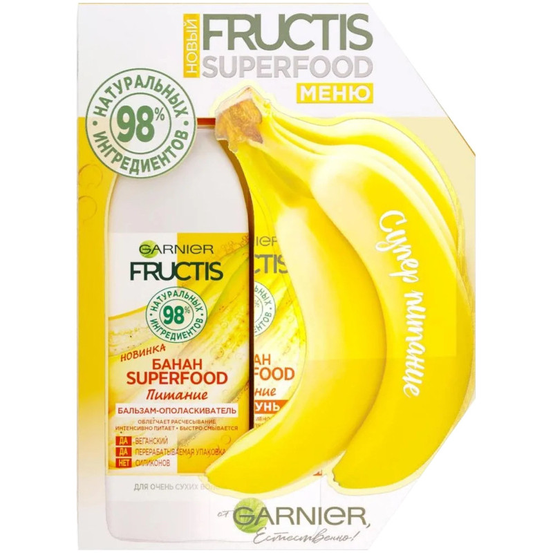 Набор Garnier Fructis Банан Superfood Питание шампунь, 350мл + бальзам, 350мл — фото 1