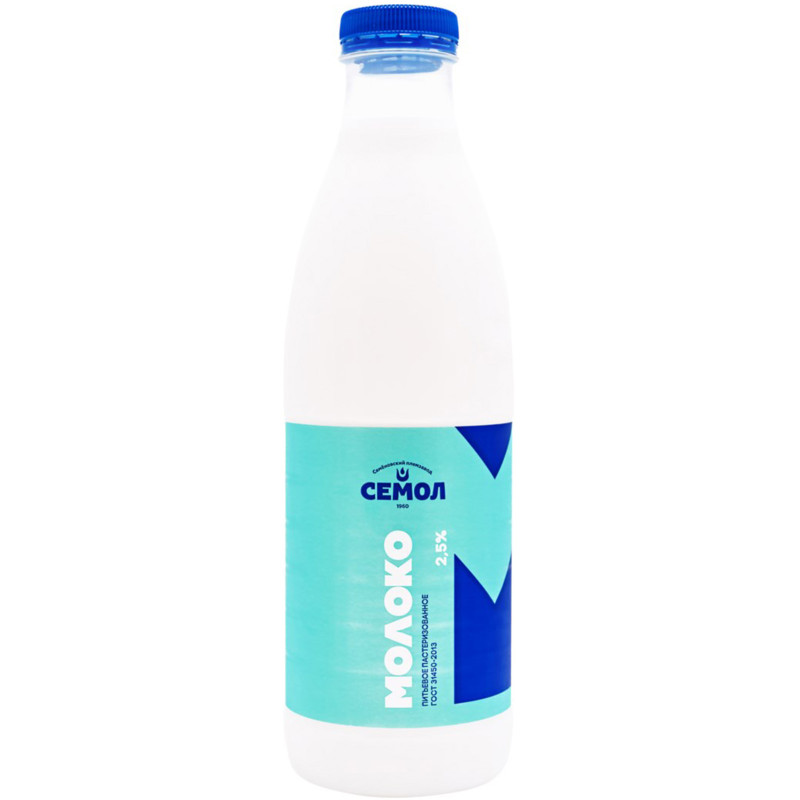 Молоко Семол пастеризованное 2.5%, 900мл