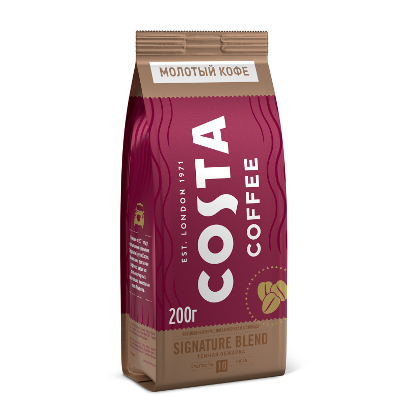 Кофе Costa Coffee Signature Blend Темная обжарка, молотый, 200г — фото 1