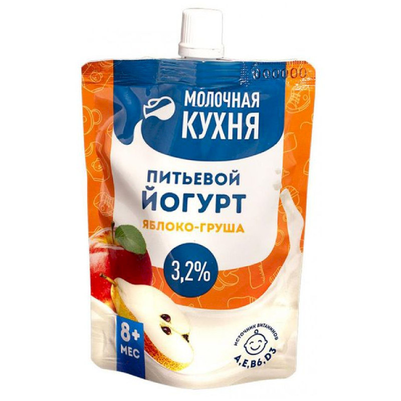 Йогурт питьевой Молочная кухня с яблоком и грушей с 8 месяцев 3.2%, 100г