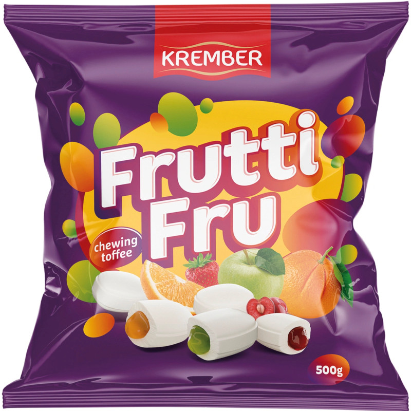 Конфеты Krember Frutti Fru Ассорти жевательные с фруктовой начинкой, 500г
