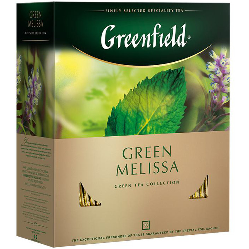 Чай Greenfield Грин мелисса зелёный с ароматом мяты и лимона в пакетиках, 100х1.5г — фото 2