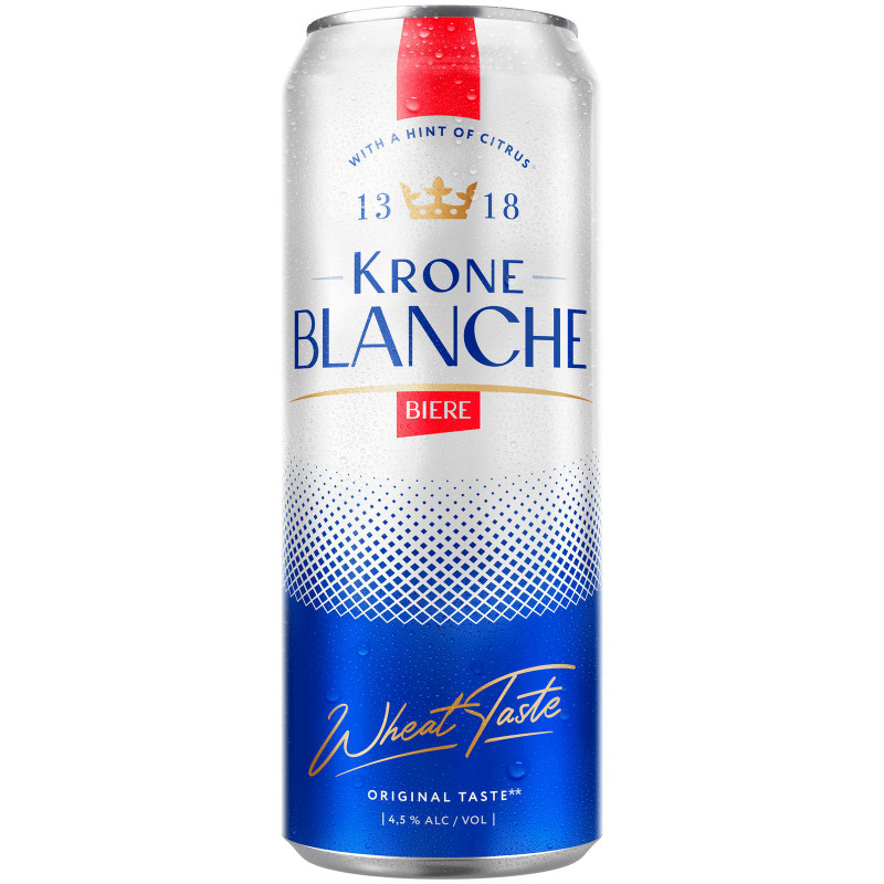 Напиток Krone Blanche Biere пивной пастеризованный 4.5%, 450мл