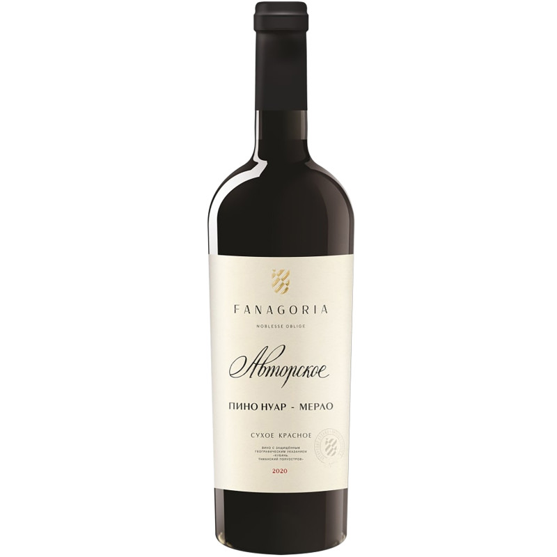 Вино Фанагория Пино Нуар-Мерло красное сухое 12-14%, 750мл