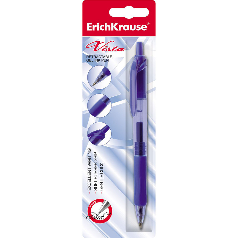 Ручка Erich Krause Vista гелевая автоматическая синяя