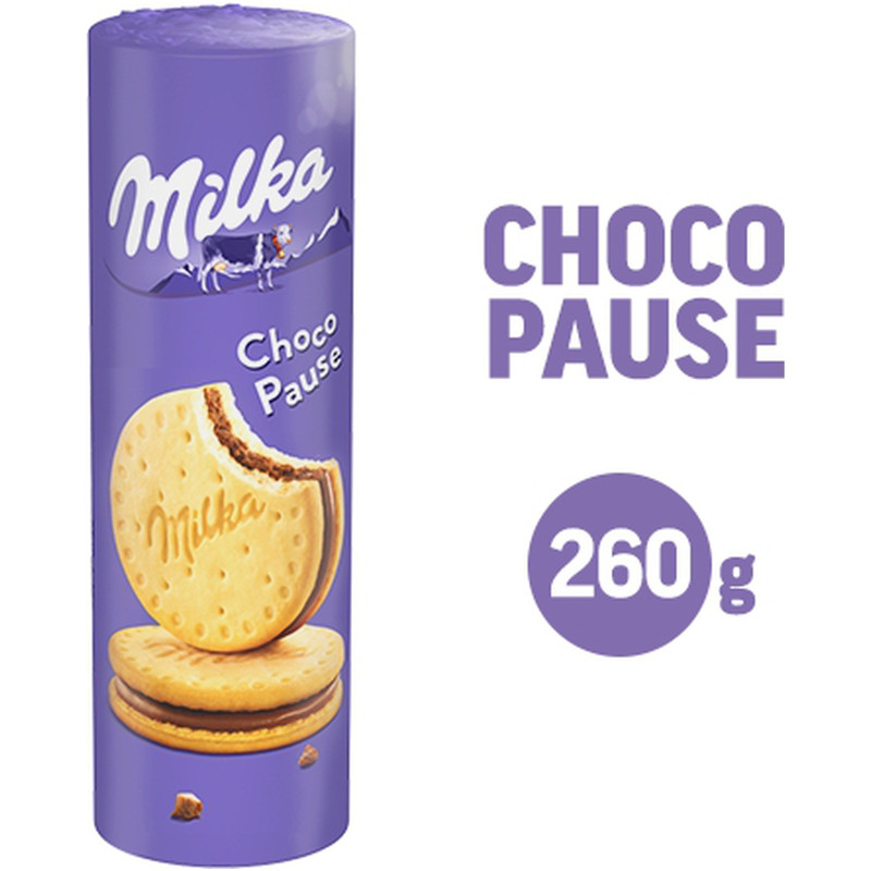 Печенье Milka Choco Pause с начинкой молочный шоколад, 260г — фото 1