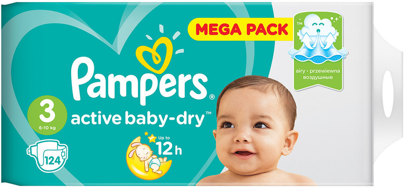Подгузники Pampers Active Baby-Dry р.3 6-10кг, 124шт — фото 3
