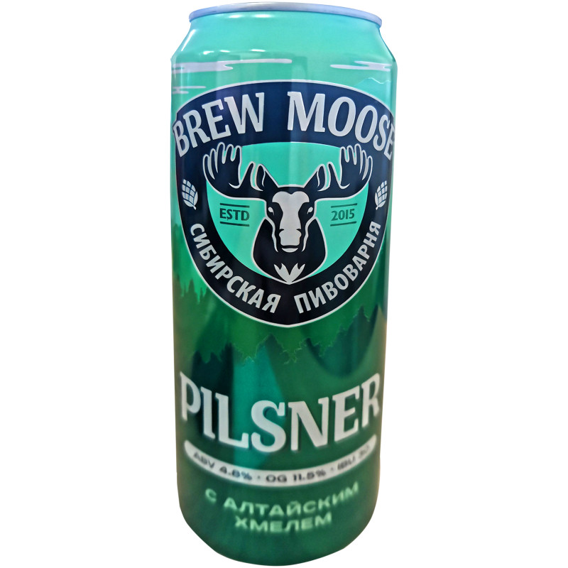 Пиво Brew Moose Пилснер светлое нефильтрованное 4.8%, 450мл