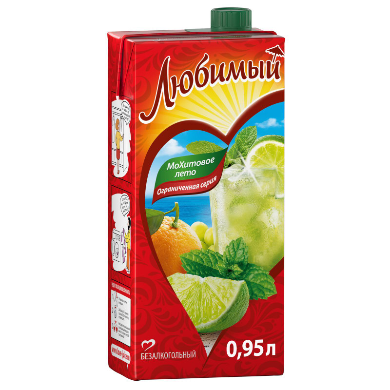 Напиток сокосодержащий Любимый МоХитовое лето, 950мл