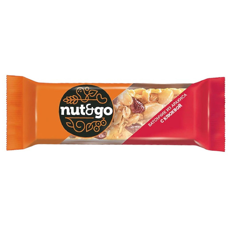 Батончик Nut&Go с арахисом и клюквой, 42г