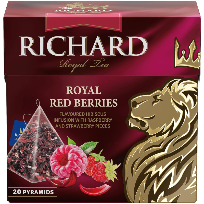 Напиток чайный Richard Royal Red Berries гибискус с кусочками ягод, 20x1.7г
