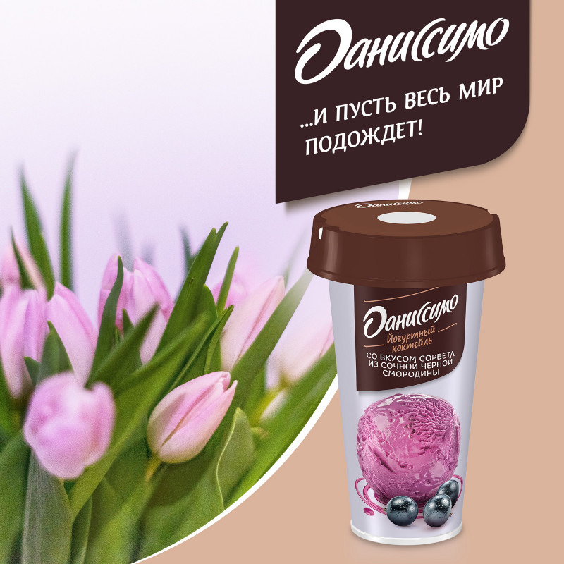Коктейль кисломолочный Даниссимо йогуртный со вкусом сорбета из черной смородины 2.7%, 190мл — фото 2