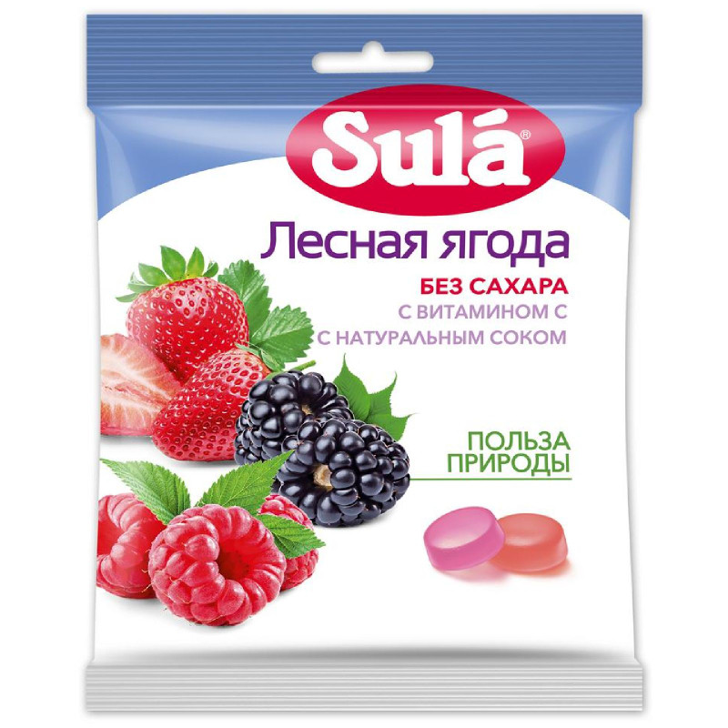 Карамель Sula лесная ягода без сахара, 60г