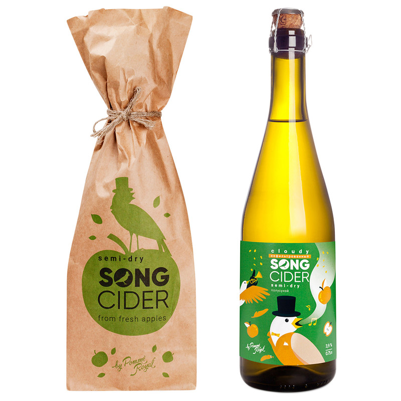Сидр Song Cider яблочный полусухой газированный 5%, 500мл — фото 1