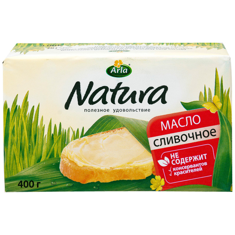 Масло сливочное Arla Natura несолёное 82%, 400г