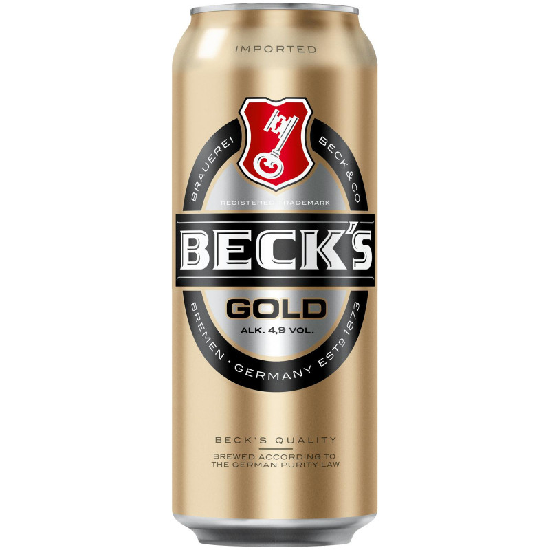 Пиво Beck's Голд светлое пастеризованное 4.9%, 500мл