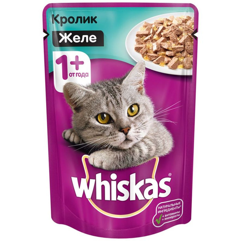 Корм Whiskas Желе с кроликом для кошек, 85г