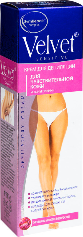 Крем для депиляции Velvet для чувствительной кожи и зоны бикини, 100мл - купить с доставкой в Санкт-Петербурге в Перекрёстке