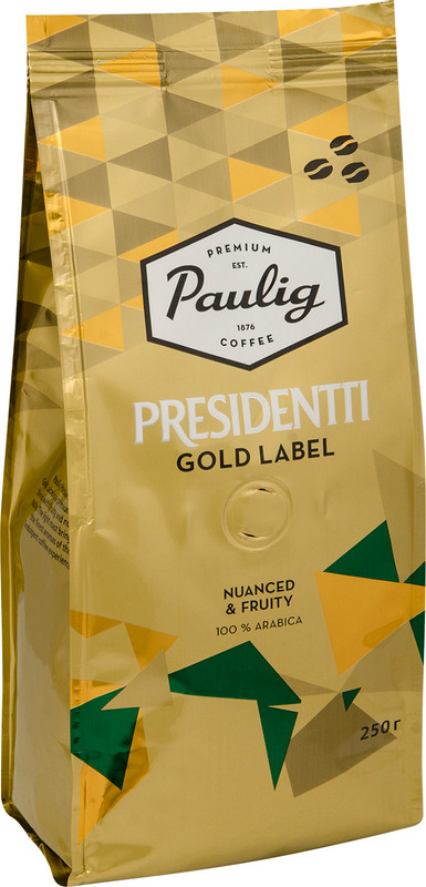 Кофе Paulig Presidentti Gold Label в зёрнах, 250г — фото 1