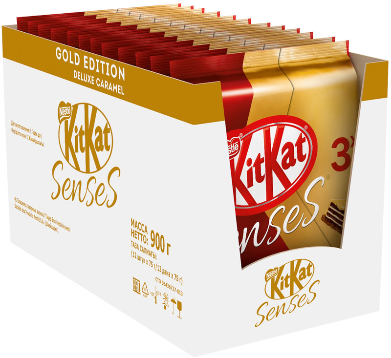Батончик шоколадный KitKat Senses Gold Edition Deluxe Caramel, 120г — фото 2
