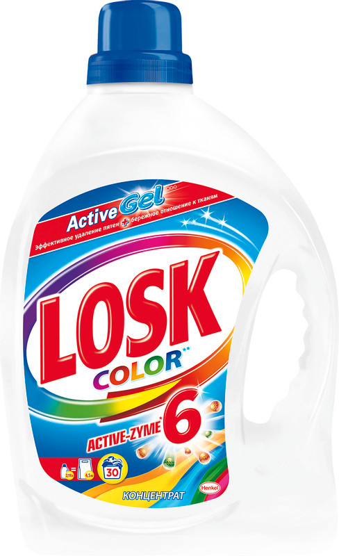 Гель для стирки Losk Active-Zyme 6 Gel Color концентрированный, 2.19л