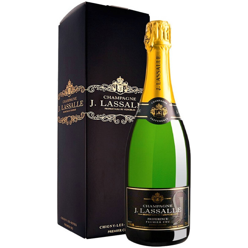 Вино игристое J. Lassalle Preference Brut 1er Cru Chigny-Les-Roses Champagne AOC белое сухое в п/у 12%, 750мл — фото 1