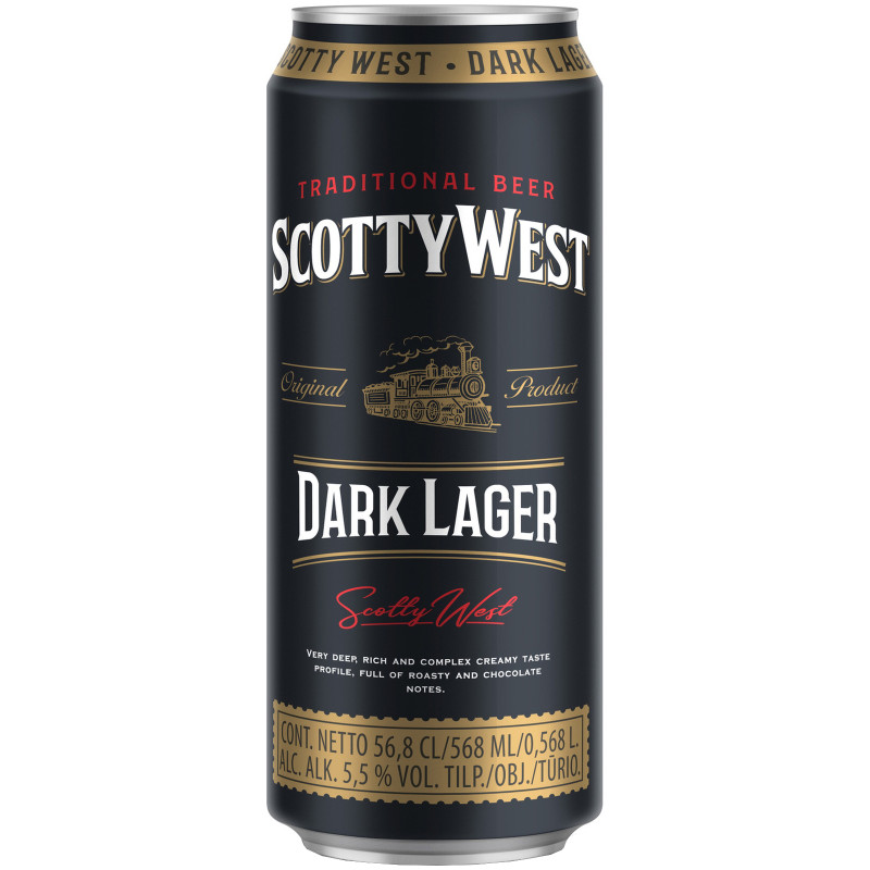 Пиво Scotty West Dark тёмное фильтрованное пастеризованное, 568мл
