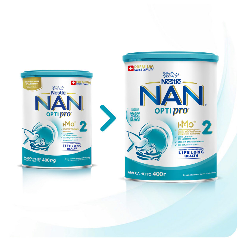 Смесь Nan 2 Optipro молочная с 6 месяцев, 400г — фото 1