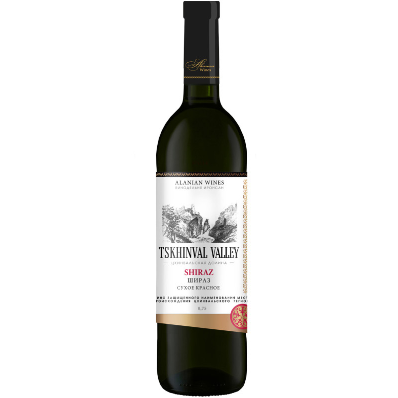 Вино Tskhinval Valley Шираз красное сухое, 750мл