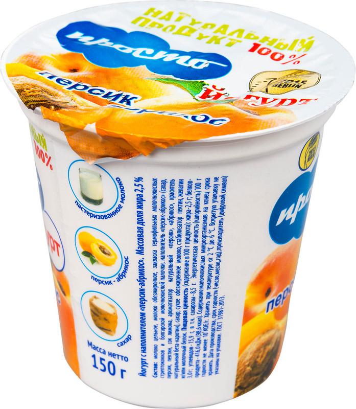 Йогурт Просто Молоко персик-абрикос 2.5%, 150г — фото 2