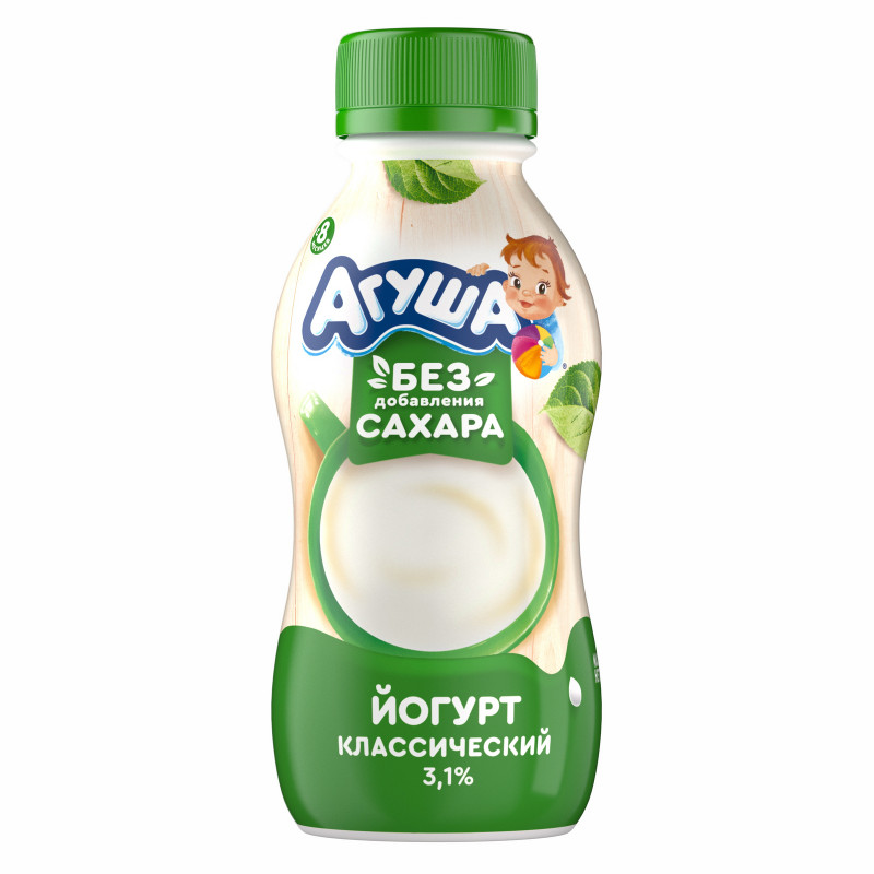 Йогурт питьевой Агуша для детского питания с 8 месяцев 3.1%, 180г — фото 1
