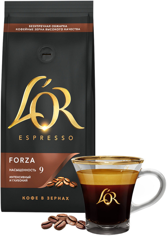 Кофе L`or Espresso Forza натуральный жареный в зёрнах, 230г — фото 2