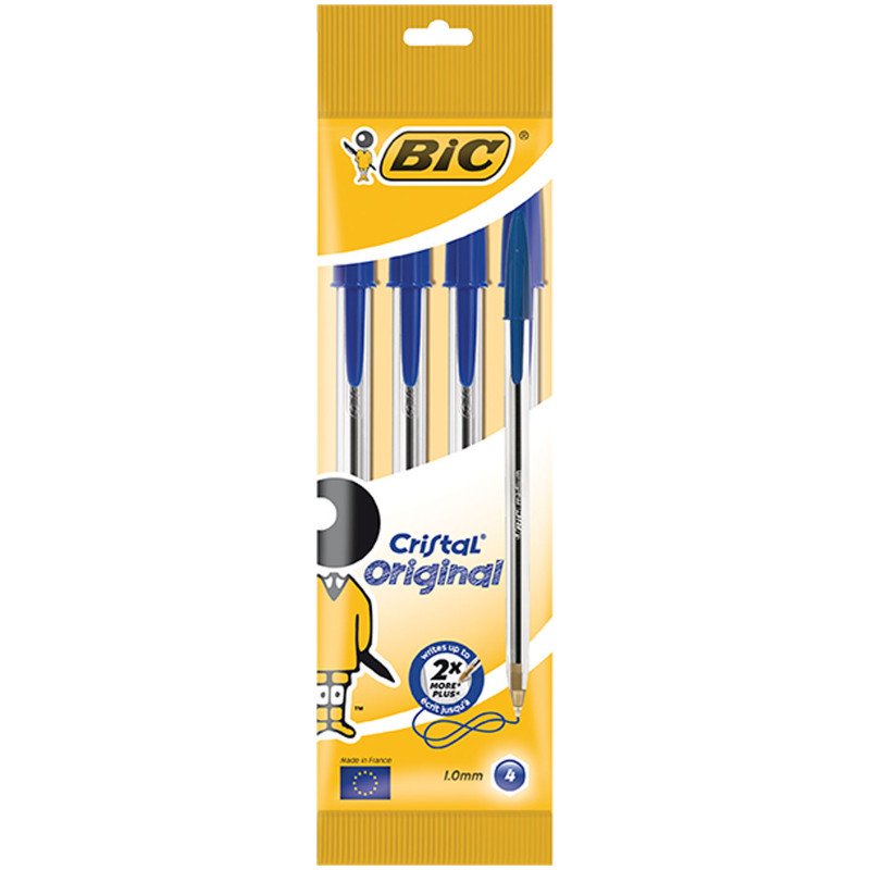 Ручки Bic Cristal Original шариковые синие, 4шт — фото 4