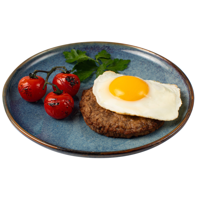 Бифштекс говяжий с яйцом жареный, 150г — фото 1