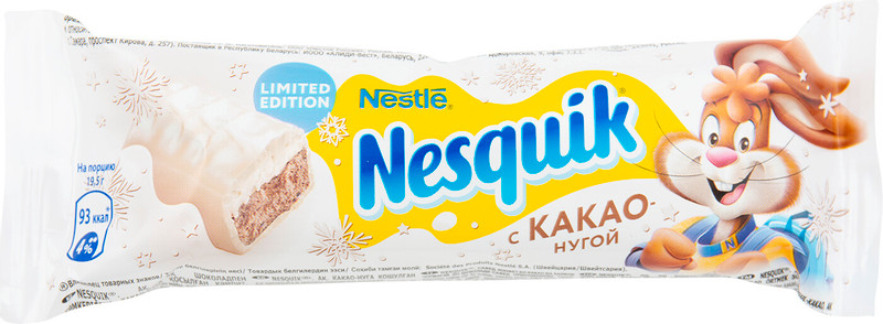 Батончик Nestlé Nesquik с какао-нугой покрытая белым шоколадом, 39г — фото 1
